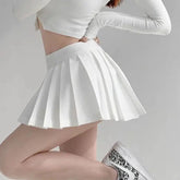 Solid Color Pleated Elastic Waist Mini Skirts